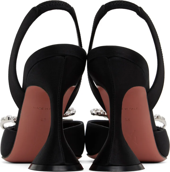 Amina Muaddi Black Rosie Sling Heels - Image 2
