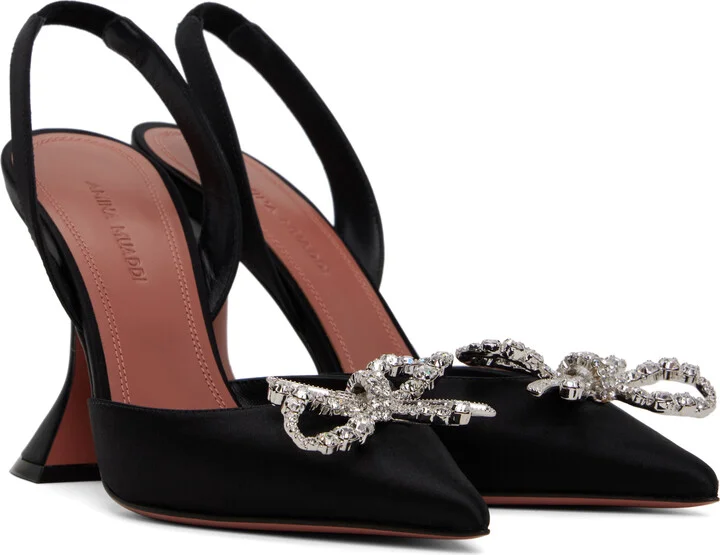 Amina Muaddi Black Rosie Sling Heels - Image 4