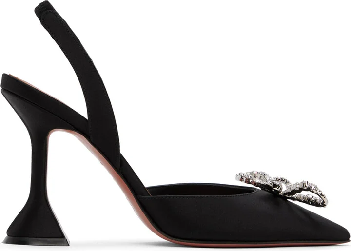 Amina Muaddi Black Rosie Sling Heels