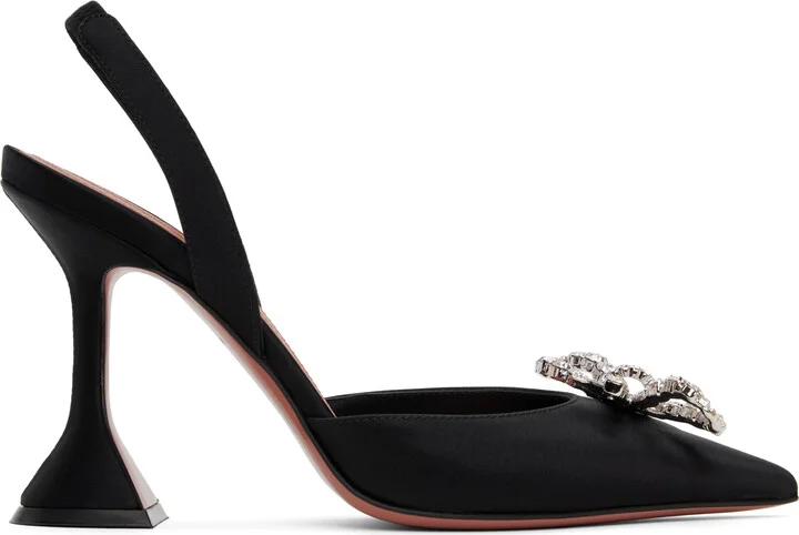 Amina Muaddi Black Rosie Sling Heels