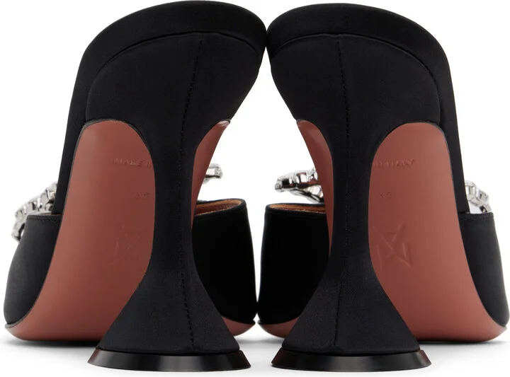 Amina Muaddi Black Rosie Slipper Heeled Sandals - Image 2