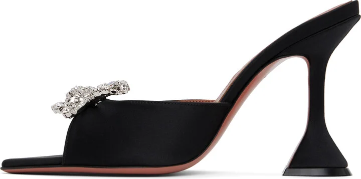 Amina Muaddi Black Rosie Slipper Heeled Sandals - Image 3