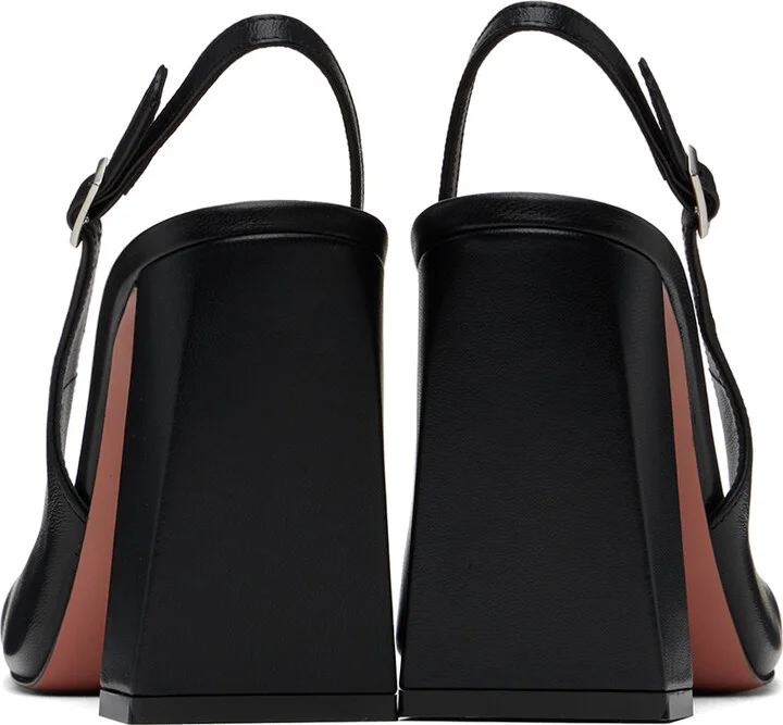 Amina Muaddi Black Sling Heels - Image 2