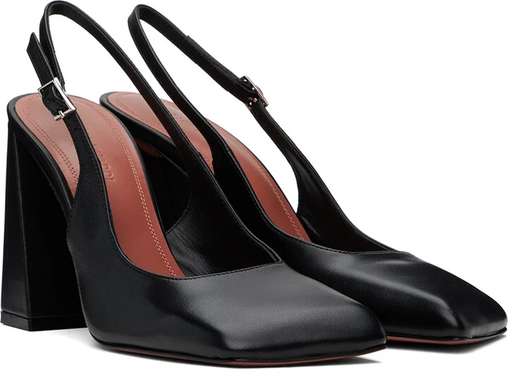 Amina Muaddi Black Sling Heels - Image 4