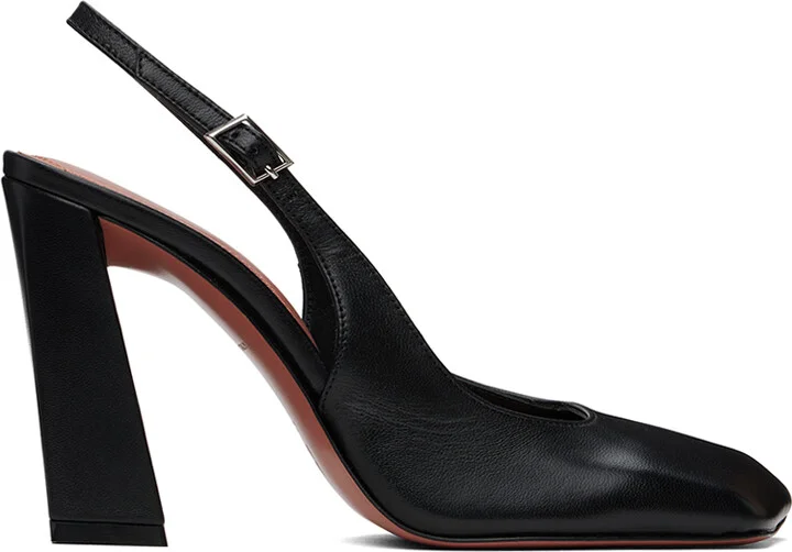 Amina Muaddi Black Sling Heels