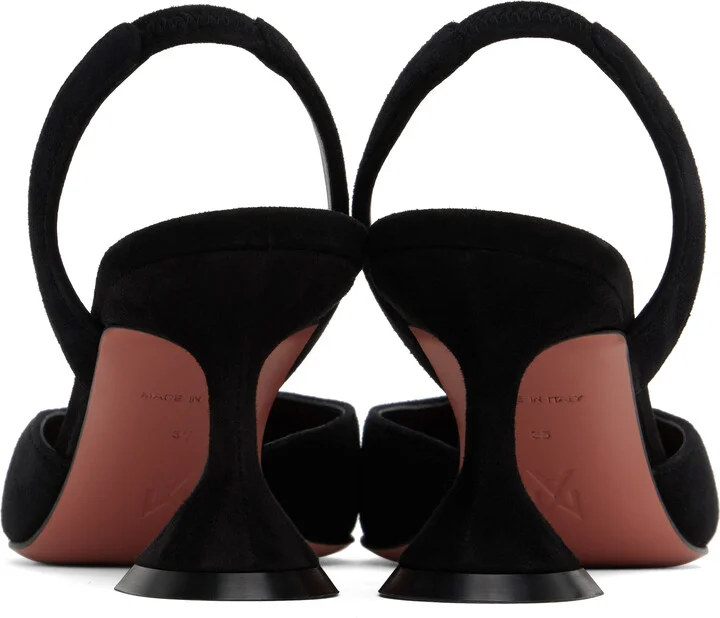 Amina Muaddi Black Suede Holli Sling 70 Heels - Image 2