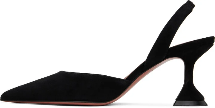 Amina Muaddi Black Suede Holli Sling 70 Heels - Image 3