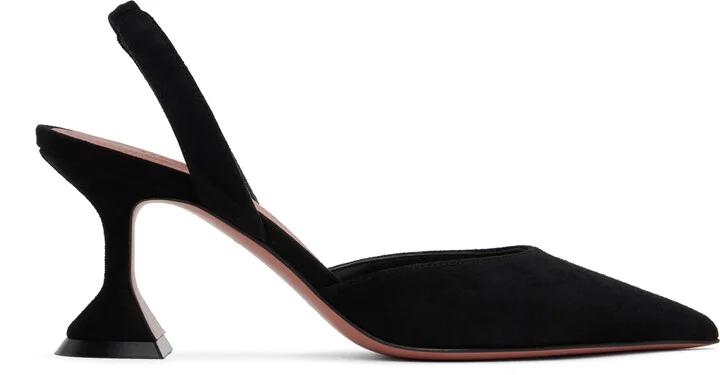 Amina Muaddi Black Suede Holli Sling 70 Heels