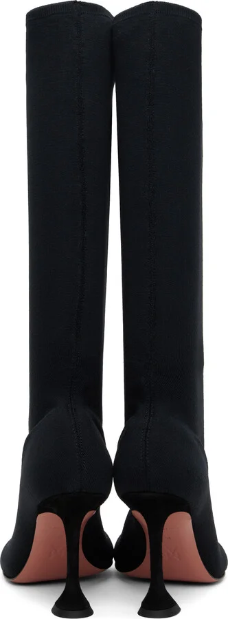 Amina Muaddi Black Veneda Stretch Tall Boots - Image 2