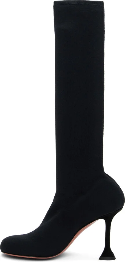 Amina Muaddi Black Veneda Stretch Tall Boots - Image 3