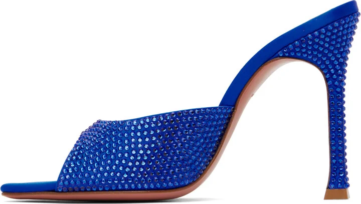 Amina Muaddi Blue Alexa Crystal Slipper 105 Heeled Sandals - Image 3