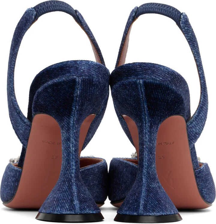 Amina Muaddi Blue Begum Sling Heels - Image 2