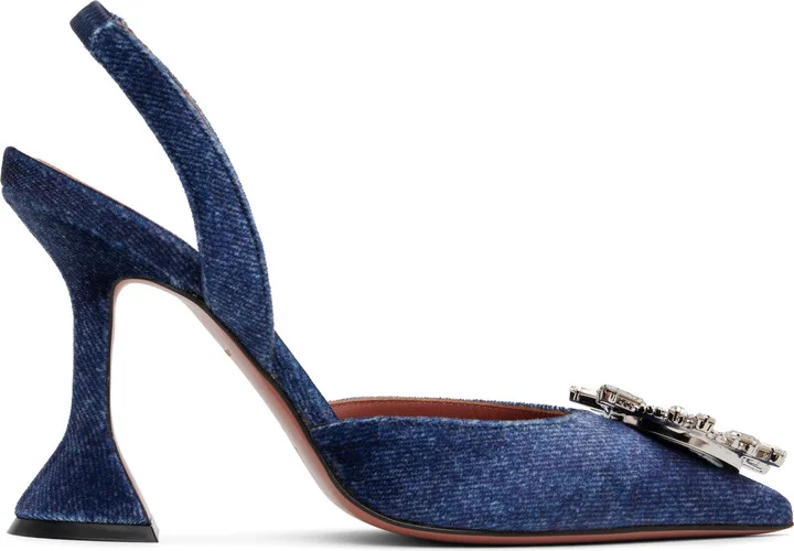 Amina Muaddi Blue Begum Sling Heels