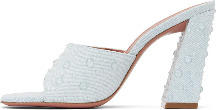 Amina Muaddi Blue Brigitte Crystal Heeled Sandals - Image 3