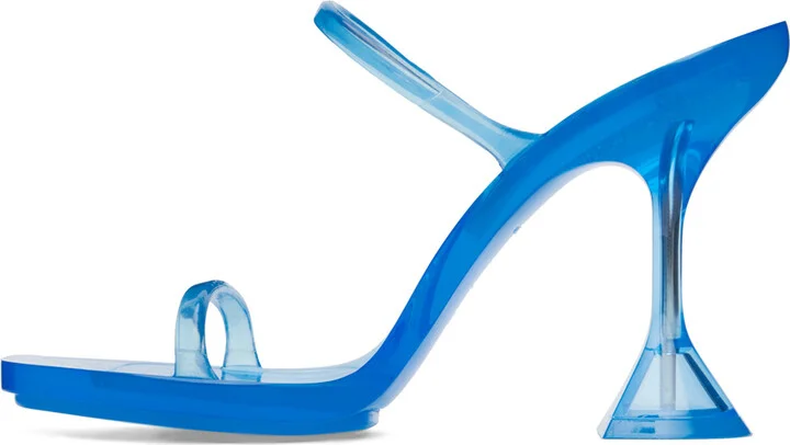 Amina Muaddi Blue Brito Slipper Heeled Sandals - Image 3