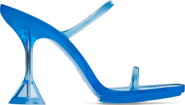 Amina Muaddi Blue Brito Slipper Heeled Sandals