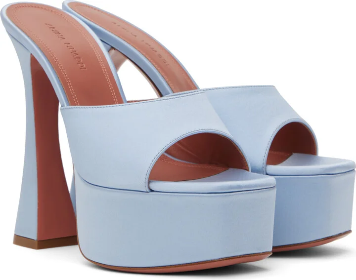 Amina Muaddi Blue Dalida Plateau 140 Heeled Sandals - Image 4
