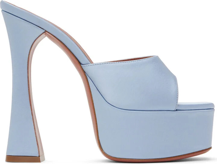 Amina Muaddi Blue Dalida Plateau 140 Heeled Sandals