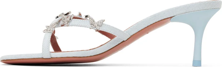 Amina Muaddi Blue Debora 60 Heeled Sandals - Image 3