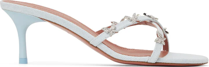 Amina Muaddi Blue Debora 60 Heeled Sandals
