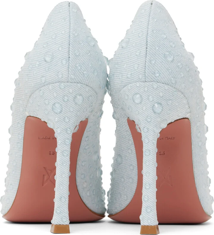 Amina Muaddi Blue Elsa Crystal Pump Heels - Image 2