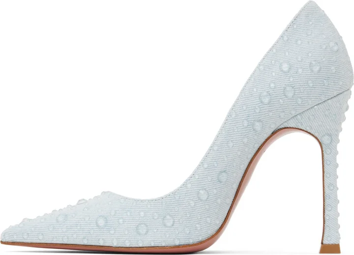 Amina Muaddi Blue Elsa Crystal Pump Heels - Image 3