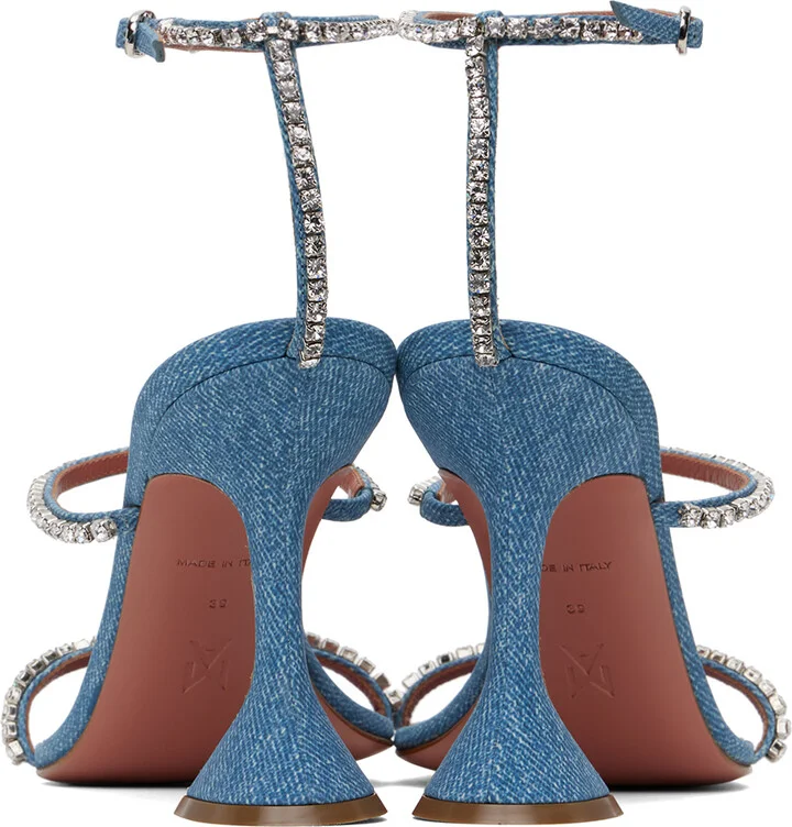 Amina Muaddi Blue Gilda Heeled Sandals - Image 2