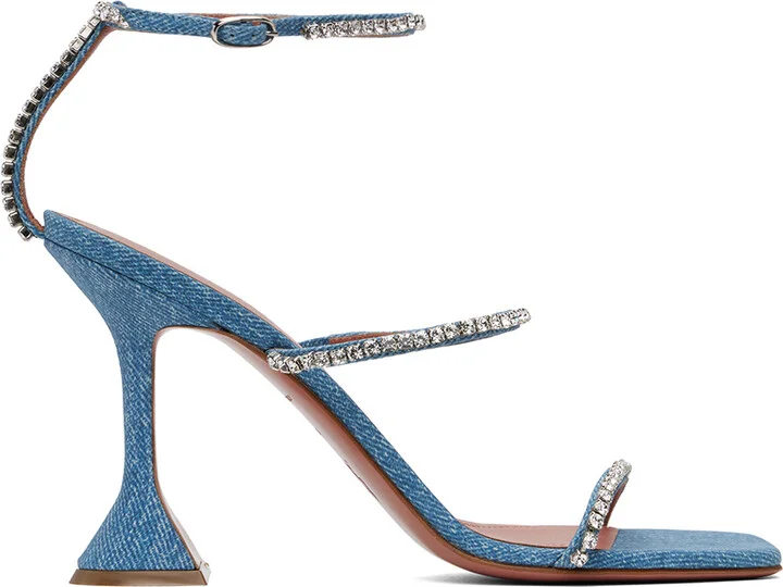 Amina Muaddi Blue Gilda Heeled Sandals