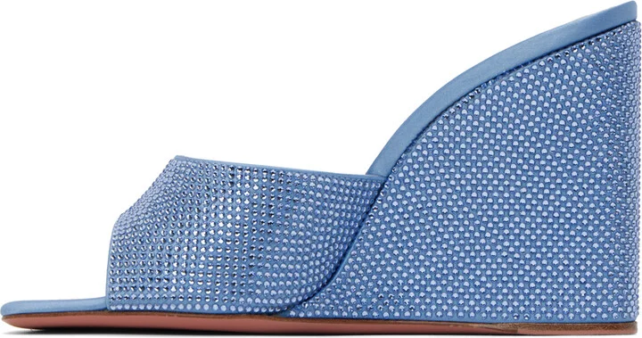 Amina Muaddi Blue Lupita Heeled Sandals - Image 3