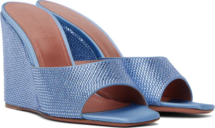 Amina Muaddi Blue Lupita Heeled Sandals - Image 4