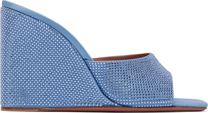 Amina Muaddi Blue Lupita Heeled Sandals