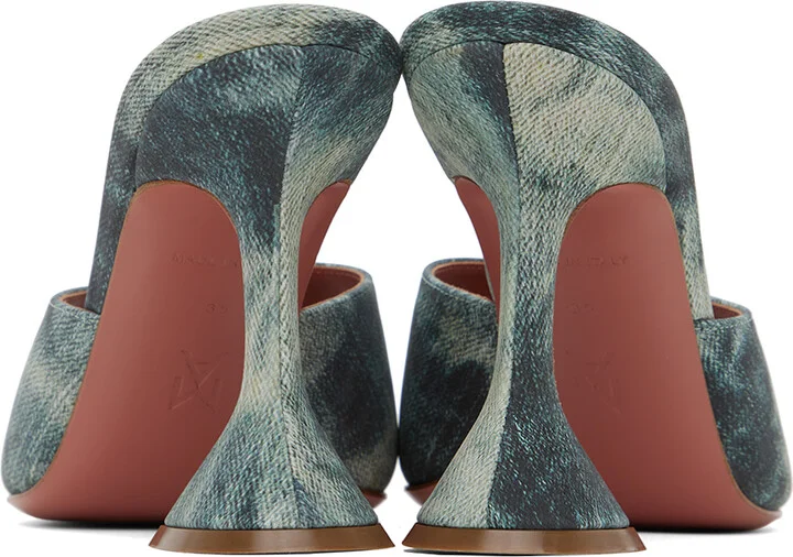 Amina Muaddi Blue Lupita Slipper Heeled Sandals - Image 2