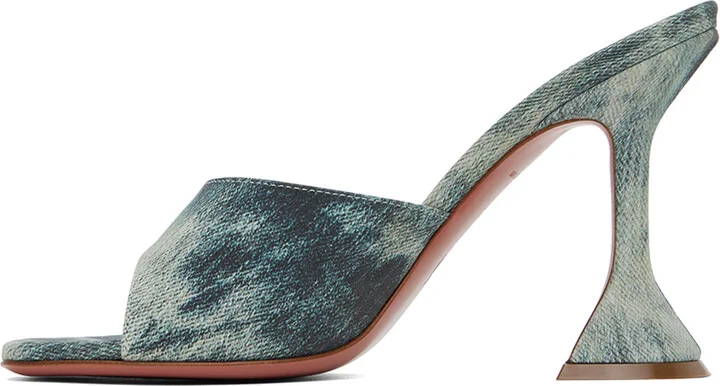 Amina Muaddi Blue Lupita Slipper Heeled Sandals - Image 3