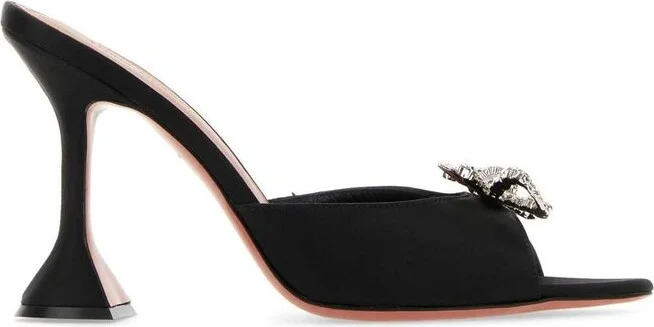 Amina Muaddi Bow Embellished Heeled Sandals