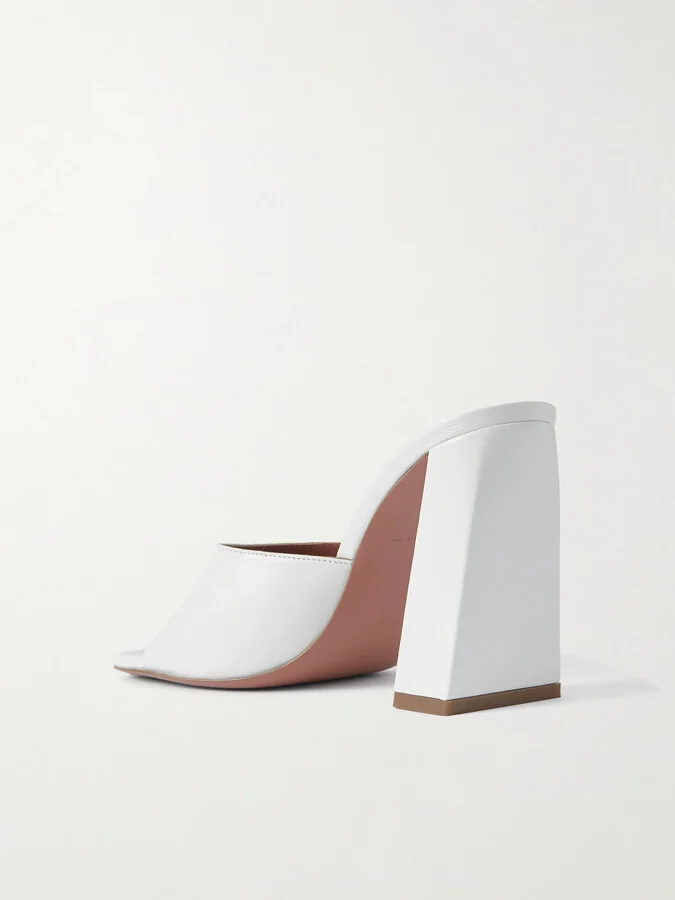 Amina Muaddi - Brigitte Leather Mules - White - Image 3