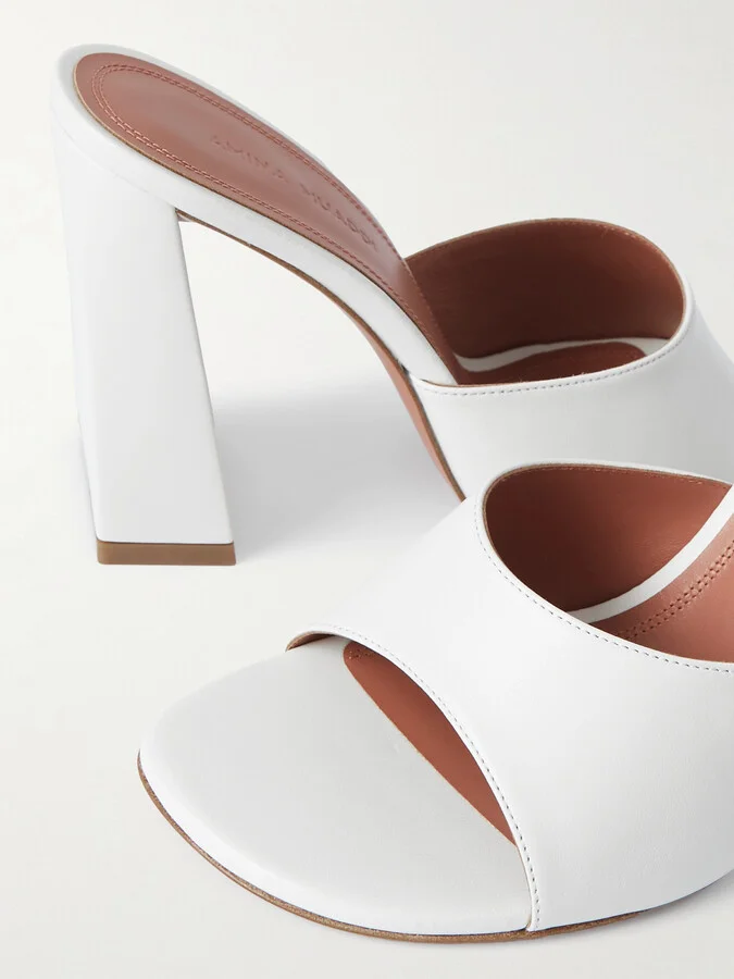 Amina Muaddi - Brigitte Leather Mules - White - Image 4