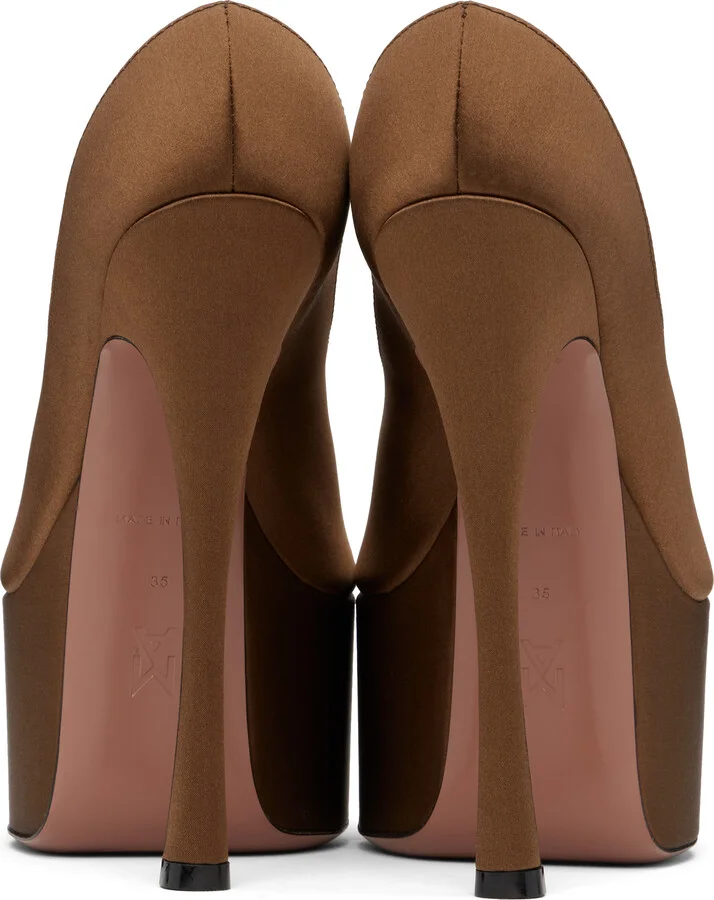 Amina Muaddi Brown Anok Plateau Heeled Sandals - Image 2