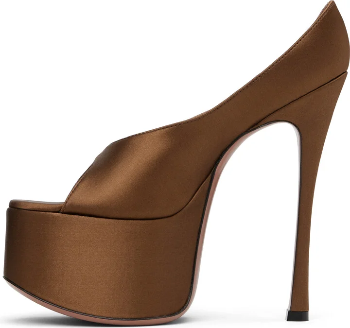 Amina Muaddi Brown Anok Plateau Heeled Sandals - Image 3