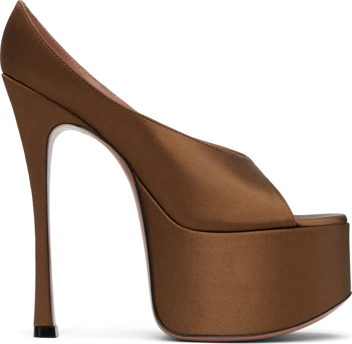 Amina Muaddi Brown Anok Plateau Heeled Sandals