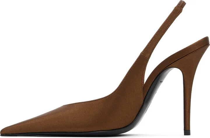 Amina Muaddi Brown Anok Sling 105 Heels - Image 3