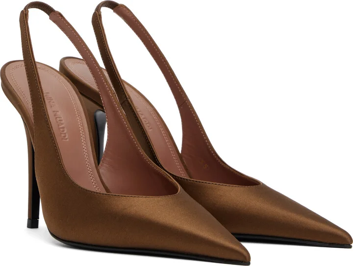 Amina Muaddi Brown Anok Sling 105 Heels - Image 4
