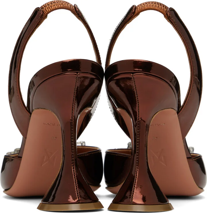 Amina Muaddi Brown Begum Sling 95 Heels - Image 2