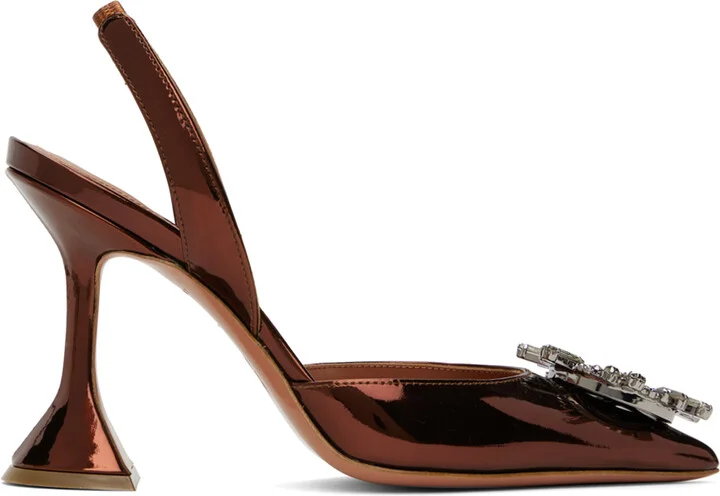 Amina Muaddi Brown Begum Sling 95 Heels