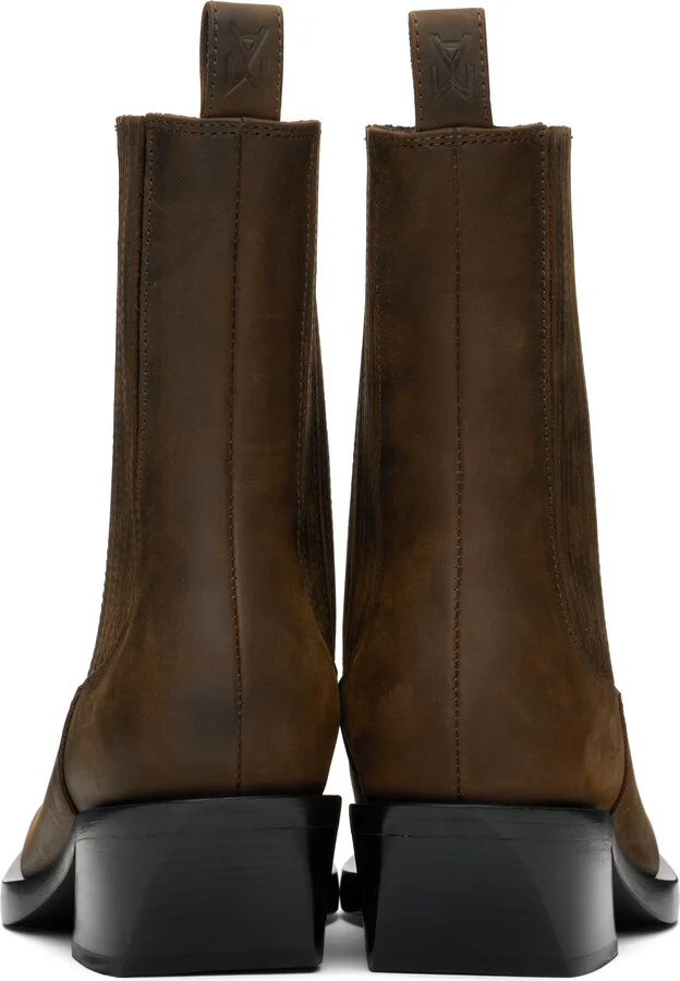 Amina Muaddi Brown Chiara Chelsea Boots - Image 2