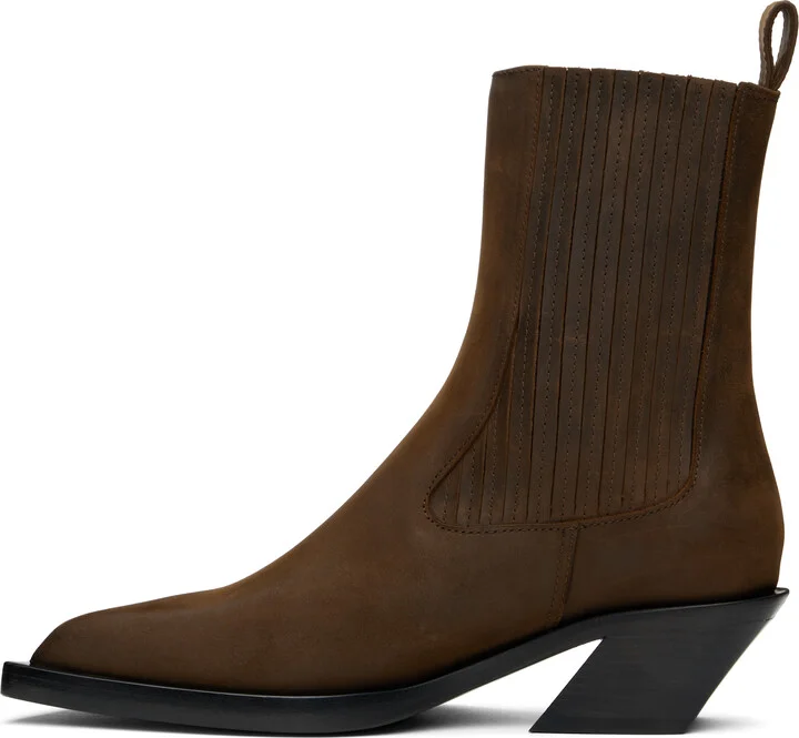 Amina Muaddi Brown Chiara Chelsea Boots - Image 3