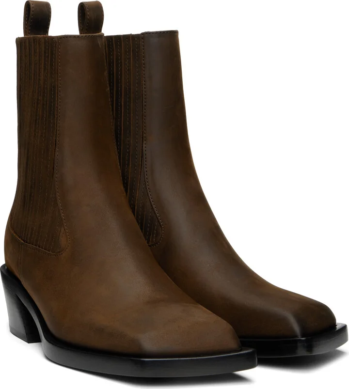 Amina Muaddi Brown Chiara Chelsea Boots - Image 4