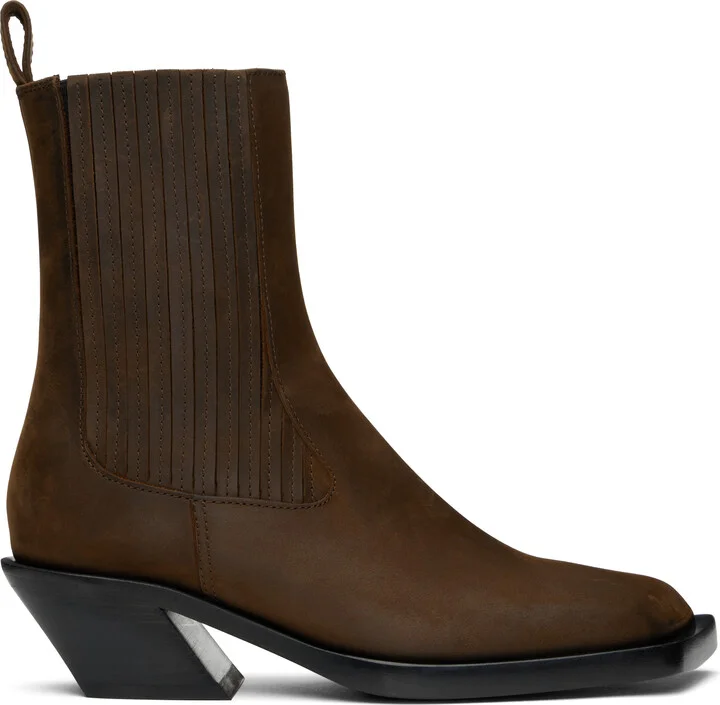 Amina Muaddi Brown Chiara Chelsea Boots