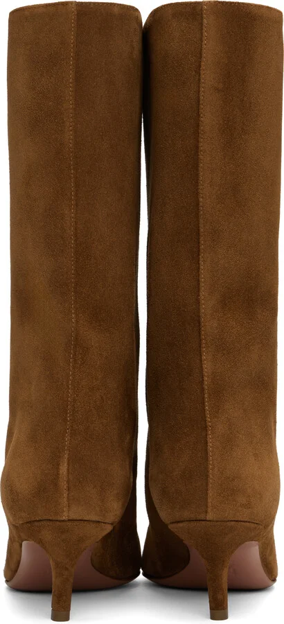 Amina Muaddi Brown Fiona 60 Boots - Image 2