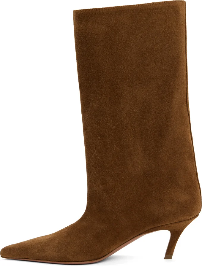 Amina Muaddi Brown Fiona 60 Boots - Image 3
