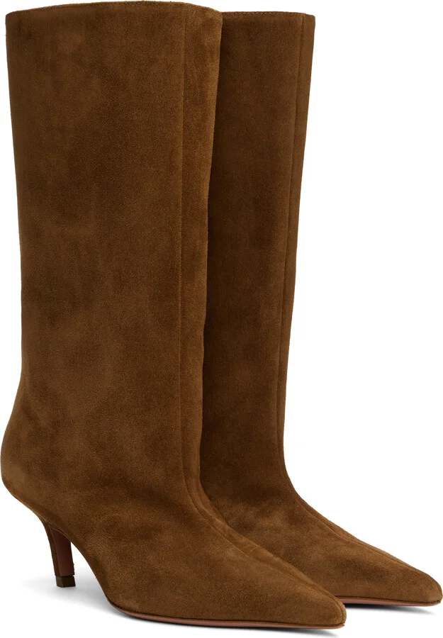 Amina Muaddi Brown Fiona 60 Boots - Image 4